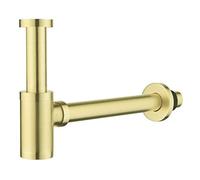 Trappola per bottiglia in ottone 1 1/4, rotonda decorativa P-Trap con tubo di prolunga da 200 mm, tubo di scarico regolabile per lavandino del bagno, oro spazzolato