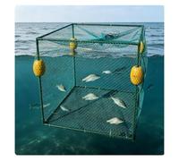 Trappola per Esche, Gabbia Galleggiante per Pesci, Rete Da Pesca Pieghevole E Portatile per Pesciolini, Granchi, Gamberi E Gamberi Di Fiume, Adatta per L'allevamento Di Gamberi(Green/B,1.5x1.5x1.5 m)