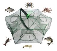 Trappola Per Gamberetti, 58×22cm Pesci di Granchio in Nylon Rete, Pesca Automatica Trappola, 6 Fori Rete da Pesca Pieghevole in Nylon, per Catturare Anguille Granchi, Aragoste, Gamberetti e Granchi