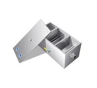 Trappola per grasso commerciale a doppio foro, intercettatore in acciaio inossidabile con ingresso superiore, per ristoranti, bar, mense, fabbriche, cucine domestiche(Silver-right,40x25x25cm)