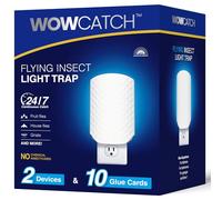 Trappola per insetti volanti per interni, trappola per moscerini, mosche della frutta e mosche domestiche, trappola per luce UV blu aggiornata con carte adesive, silenziosa e senza disordine, 2