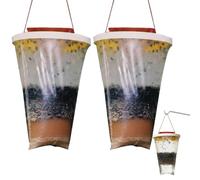 Trappola per mosche con parte superiore rossa, 2 pezzi per esterni per un efficace controllo delle mosche, trappole per uso esterno, acchiappamosche con grande capacità di 26 x 18 cm, design durevole