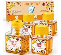 Trappola per mosche della frutta, 4 pezzi, per interni, per combattere la frutta, per la cucina, il lavandino, le scorte, con imbuto fino a 3 settimane di potenza per bottiglia, per bambini e animali