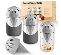 Trappola per mosche della frutta, set di 3 trappole per mosche della frutta, riutilizzabili, in vetro, trappola per mosche della frutta, trappola viva per sbarazzarsi di fastidiose mosche della frutta