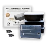 Trappola per Ratti e Topi per Esca Rodenticida - Set da 4 Box Bloccabili con Coperchio Trasparente, Resistente alle Intemperie e Riutilizzabile per Uso Interno ed Esterno (Esca Non Inclusa)