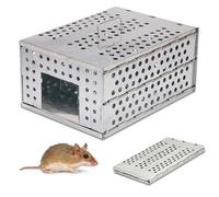 Trappola per roditori topi, topi, tortora - gabbia XXL pieghevole in acciaio zincato, repellente al 100% naturale, senza ferite, uso interno/esterno, 30 x 22 x 15 cm, esca in acciaio zincato