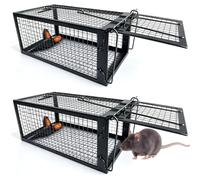Trappola per Topi Vivi, 2 x Grande XXL Gabbie Trappola per Interno e Esterno - Senza Uccidere e Riutilizzabile - Pronta all'Uso - per Ratti e Piccoli Roditori - 31 x 17 x 13.5 cm