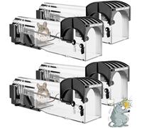 Trappola per Topi Vivi, 4 x Gabbie Trappola per Interno e Esterno - Senza Uccidere e Riutilizzabile - Pronta all'Uso - Per Ratti e Piccoli Roditori