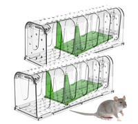 Trappola per Topi Vivi Piccoli- 2PCS Trappole Topi Interno Riutilizzabili, Alta Sensibilità e Facile da Usare, Ideale per Cucina, Soggiorno, Magazzino - 17.2x6.5x6.8 cm