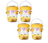 Trappola per vespe da appendere all'aperto, trappola gialla per giacca, riutilizzabile, da appendere, trappola per calabroni da esterno, trappola per vespe ad energia solare, da appendere con luce UV