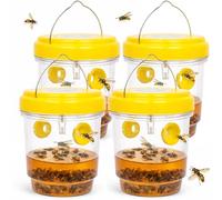 Trappola per vespe da appendere all'aperto, trappola riutilizzabile gialla con serbatoio per esche, ape falegname e calabroni, acchiappa vespe da appendere per uso esterno