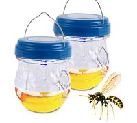Trappola Per Vespe E Calabroni Da Esterno Con Solare Luce UV, Trappola Calabroni Bottiglia Da Appendere, Trappole Per Insetti Zanzare Mosche Frutta, Per Appesa Esche Per Vespe Giardino (2* Blu)