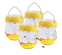 Trappola Per Vespe E Calabroni Da Esterno Con Solare Luce UV, Trappola Calabroni Bottiglia Da Appendere, Trappole Per Insetti Zanzare Mosche Frutta, Per Appesa Esche Per Vespe Giardino (4* Giallo)