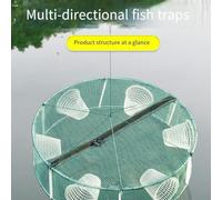 Trappola pieghevole in rete per pesci e gamberetti con imbuti a ingresso multiplo, materiale in nylon, disponibile in diametri di 30 cm, 35 cm, 40 cm e 46 cm (F)