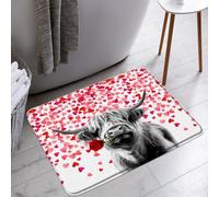 Trappola Sporco Tappeto d'Ingresso Day Funny Highland Cow Romantic Heart Sweet Love Couple Creative Modern Tappetino di benvenuto Indietro 40×60cm per Ufficio,WC,Corridoio