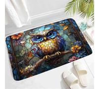 Trappola Sporco Tappeto per porta d'ingresso Stained Glass Owl Gothic Night Birds Sitting on Tree Modern Abstract Animal Tappeto d'Ingresso Indietro 40×60cm per Corridoio,Vasca da Bagno,Soggiorno