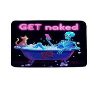 Trappola Sporco Zerbino Funny Skull Skeleton Gothic Spooky Horror Halloween Bone in Bathtub Bubbles Cat Scary Night Tappetino Doccia 40×60cm per Corridoio,Bagno,Soggiorno