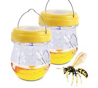 Trappola Vespe e Calabroni, Trappola Calabroni Solare, Trappola per Mosche Della Frutta per Esterno, Trappola Zanzare Interno, Cattura Zanzare da Giardino LED Anti Vespe e Api (2 Pezzi, Giallo)