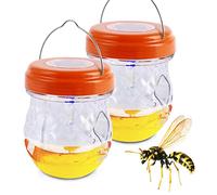 Trappola Vespe e Calabroni, Trappola Calabroni Solare, Trappola per Mosche Della Frutta per Esterno, Trappola Zanzare Interno, Cattura Zanzare da Giardino LED Anti Vespe e Api (2 Pezzi, Arancia)