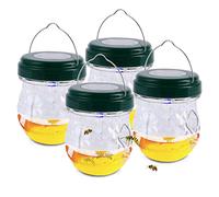 Trappola Vespe e Calabroni, Trappola Calabroni Solare, Trappola per Mosche Della Frutta per Esterno, Trappola Zanzare Interno, Cattura Zanzare da Giardino LED Anti Vespe e Api (4 Pezzi, Verde)