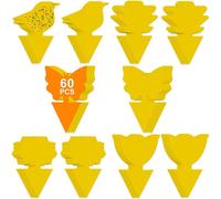 Trappole adesive, 5 forme, gialle, 60 pezzi, per uso interno ed esterno, atossiche, impermeabili, resistenti ai raggi UV, eliminano le mosch