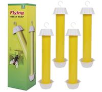 Trappole adesive per mosche per interni ed esterni, 4 pezzi, bastone per mosche appiccicose, trappola per insetti volanti, trappola per vespe (giallo)