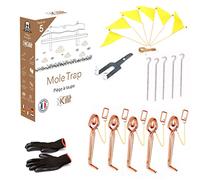 Trappole per Talpe a Tenaglia - Set da 5 in Filo di Rame 15 cm - Kit Giardino Completo con Picchetti Bandierine Spago Chiave di Armamento e Guanti - Meccaniche Senza Veleno né Ultrasuoni - KALIGEN