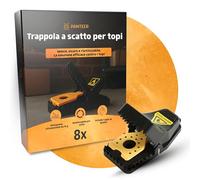 Trappole per topi a scatto - Set da 8 - Extra sensibili da 15 g - Forza di impatto 800 g - Incl. 1 paio di guanti - Trappola per topi riutilizzabile - Per casa, cantina e garage