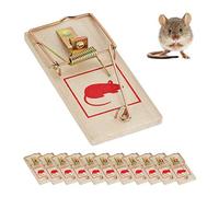 Trappole per Topi e Talpe, Set da 12 Rat Trap Classiche Riutilizzabil, Senza Veleno, Metallo e Legno, Naturale