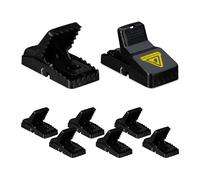Relaxdays Set 8 Trappole Topi Riutilizzabili, Atossiche Senza Veleno per Ratti, Esca Cattura Roditori, Plastica, Nero