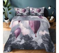 Trapunta 135 x 200 cm trapunta reversibile letto mongolfiere fresche paesaggi ad aria calda tocco piuma piumino trapunta calda leggera qualità temperata viola