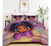 Trapunta 200x200 cm - Piumone Caldo Piumino Anallergico e Traspirante Antiacaro in Morbida Microfibra, Reversibile Coperta Letto Matrimoniale Ragazza della musica dei cartoni animati Stampe rosa viola