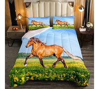 Trapunta a cavallo galoppante stampato inserto 3D animale selvatico piumone per bambini ragazzi ragazze adolescenti fauna selvatica trapunta traspirante set Free Nature Down Comforter 135x200cm