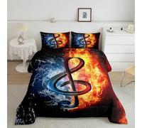 Trapunta a tema musicale per letto a tema acqua fiamma, nota di musica, stampa trapunta di lusso modello di musica letto per bambini ragazzi ragazze uomini 4 stagioni letto copertina hipster stile