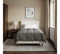 Trapunta estiva grigio chiaro, 135 x 200 cm, in microfibra, leggera e traspirante, con design in tessuto su entrambi i lati, per un clima caldo e un sonno confortevole in camera da letto, certificato