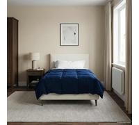Trapunta estiva imbottita blu scuro in microfibra, 155 x 220 cm, traspirante, facilmente lavabile, con rivestimento Oeko-Tex e morbida imbottitura, ideale per le calde notti estive, comfort per la