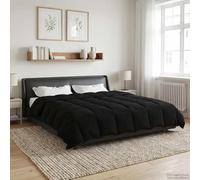 Trapunta estiva imbottita, nera, 200 x 240 cm, in microfibra, traspirante, leggera per l'estate e per tutto l'anno, certificata Oeko-Tex, materiale morbido