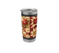 Trapunta floreale vintage patchwork rose Cottage Garden Pattern Bicchiere termico in acciaio inox doppia parete