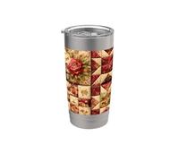 Trapunta floreale vintage patchwork rose Cottage Garden Pattern Bicchiere termico in acciaio inox doppia parete
