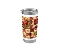 Trapunta floreale vintage patchwork rose Cottage Garden Pattern Bicchiere termico in acciaio inox doppia parete