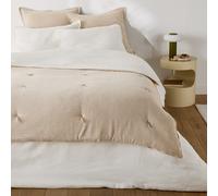 Trapunta in misto cotone e lino a tinta unita e a righe, BOISSEAU Beige 130 x 180 cm