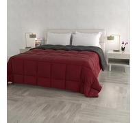 Trapunta invernale DoubleFace Matrimoniale ELEGANT, Made in Italy - Piumino Reversibile Bicolore in Morbida Microfibra 300gr/mq - Piumone Lavabile in Lavatrice Bordeaux/Fumo