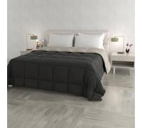 Trapunta invernale DoubleFace Matrimoniale ELEGANT, Made in Italy - Piumino Reversibile Bicolore in Morbida Microfibra 300gr/mq - Piumone Lavabile in Lavatrice Fumo/GrigioChiaro