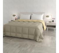 Trapunta invernale DoubleFace Matrimoniale ELEGANT, Made in Italy - Piumino Reversibile Bicolore in Morbida Microfibra 300gr/mq - Piumone Lavabile in Lavatrice Tortora/Panna