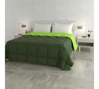 MB Home Italy Italian Bed Linen Trapunta Invernale Elegant, Microfibra, Verde Scuro/Verde Mela, 2 Piazze
