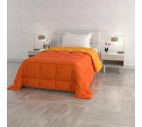 Trapunta invernale DoubleFace Piazza e Mezza ELEGANT, Made in Italy - Piumino Reversibile Bicolore in Morbida Microfibra 300gr/mq - Piumone Lavabile in Lavatrice Arancio/Giallo