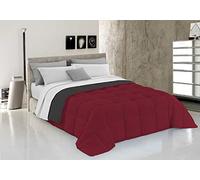 Trapunta Invernale Singola 170x260 cm, Bicolore, Doubleface, Microfibra, Made in Italy - Piumone Imbottitura 300gr Bordeaux/Fumo