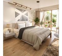 Trapunta Invernale Ignifuga Classe 1, Bicolore, No Stiro, Made in Italy | Matrimoniale 260x260cm, Microfibra Flame Retardant,Imbottitura Poliestere Autoestinguente 200gr, Grigio Chiaro/Grigio Scuro