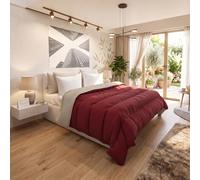 Trapunta Invernale Ignifuga Classe 1, Bicolore, No Stiro, Made in Italy | Matrimoniale 260x260cm, Microfibra Flame Retardant,Imbottitura Poliestere Autoestinguente 200gr, Bordeaux/Grigio Chiaro