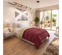 Trapunta Invernale Ignifuga Classe 1, Bicolore, No Stiro, Made in Italy | Piazza e Mezza 220x260cm, Microfibra Flame Retardant,Imbottitura Poliestere Autoestinguente 200gr, Bordeaux/Panna